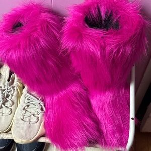 pink fur boots
